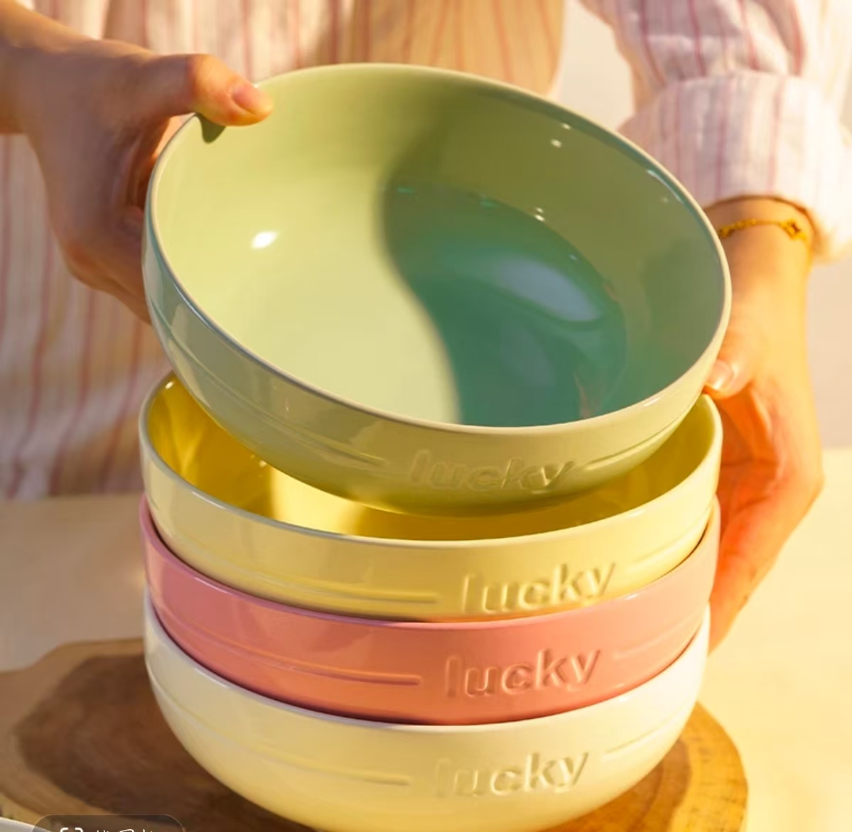幸运lucky四个汤碗 饭碗泡面碗