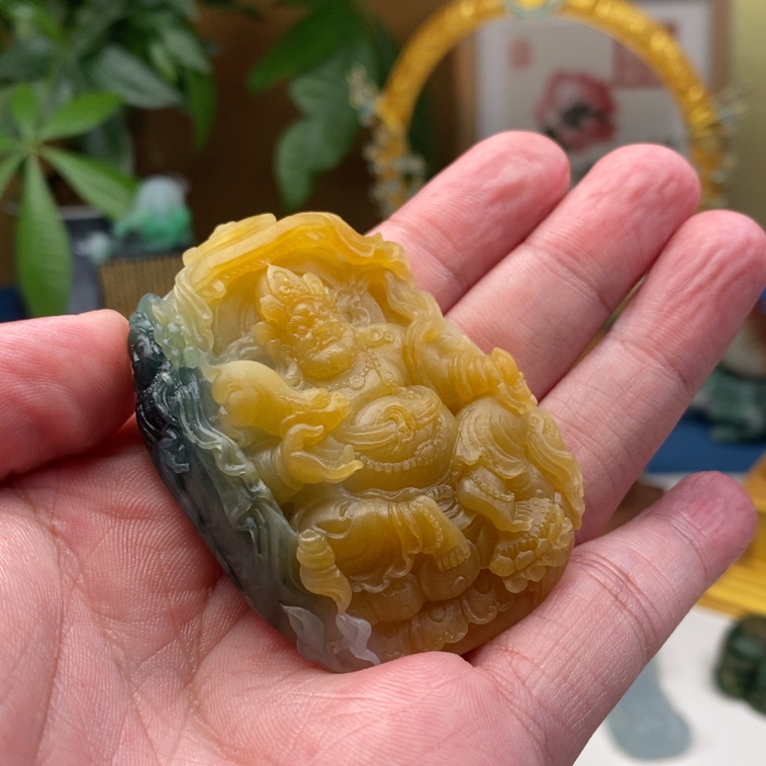****哥定制翡翠未镶嵌缅甸翡翠黄财神