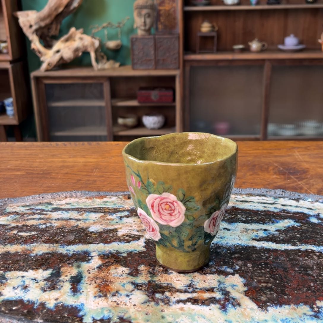 杯柴烧手工手绘陶瓷