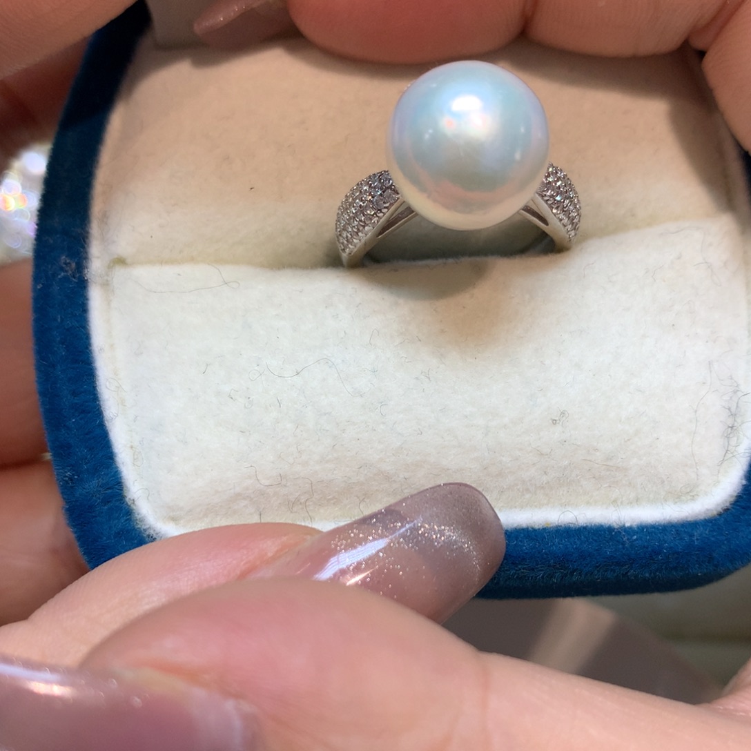 淡水珍珠戒指银S925镶嵌