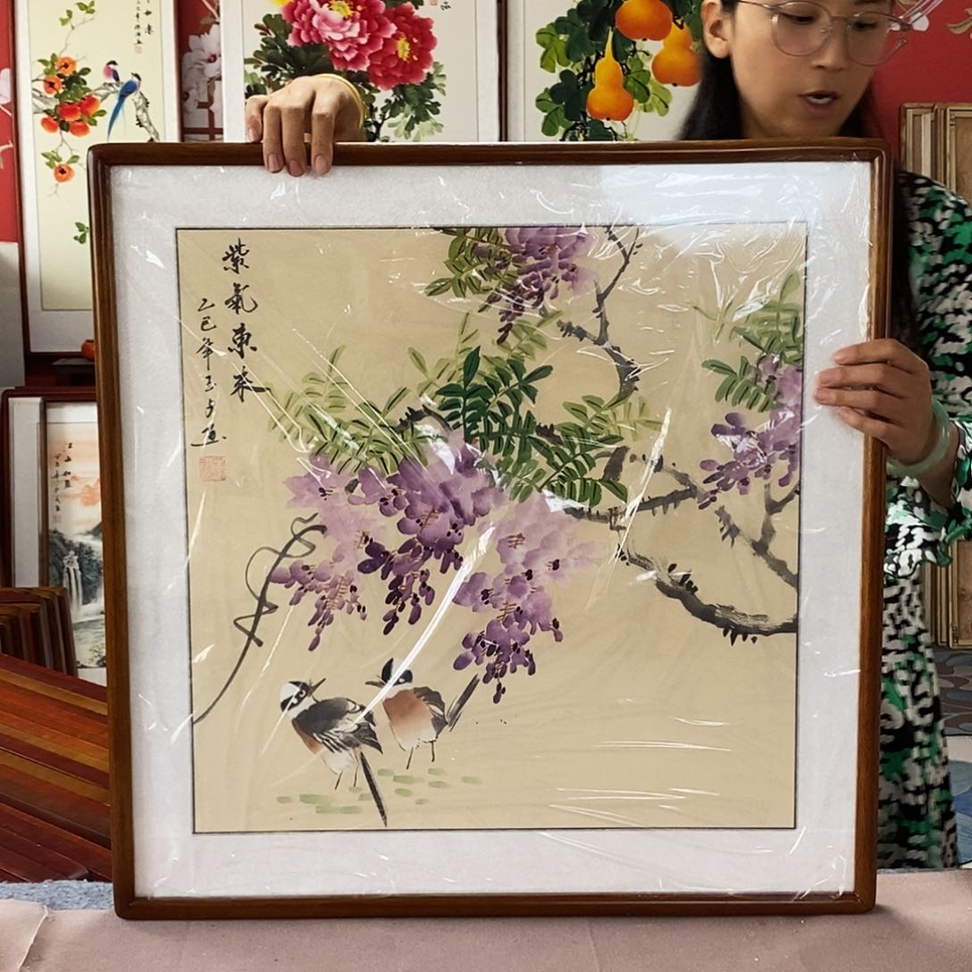 国画手写手绘带框包邮62✖️62国画作品