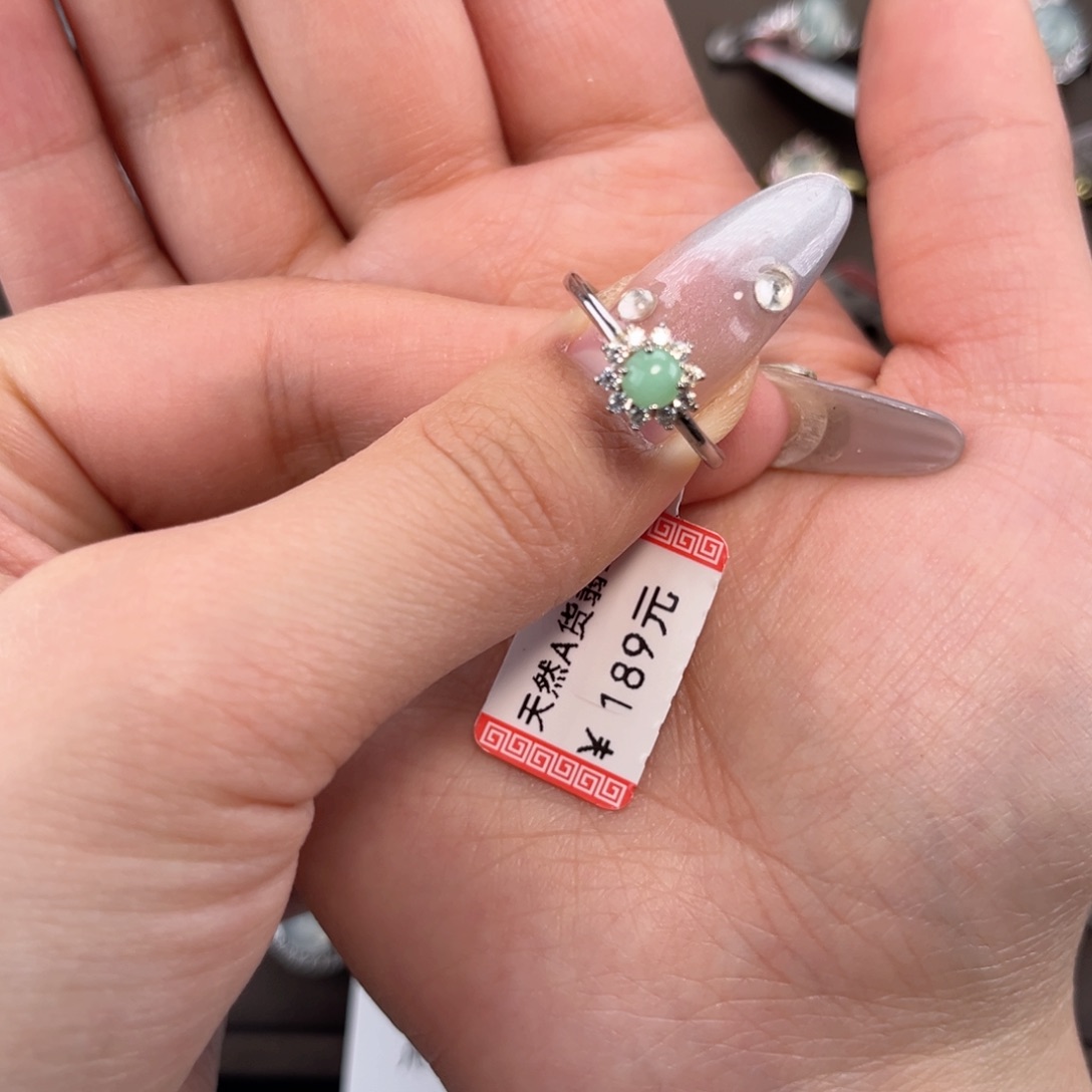 翡翠戒指银S925镶嵌56689