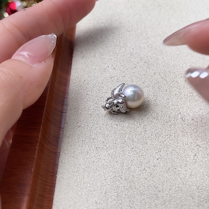 银S925镶嵌海水珍珠吊坠(不含链)