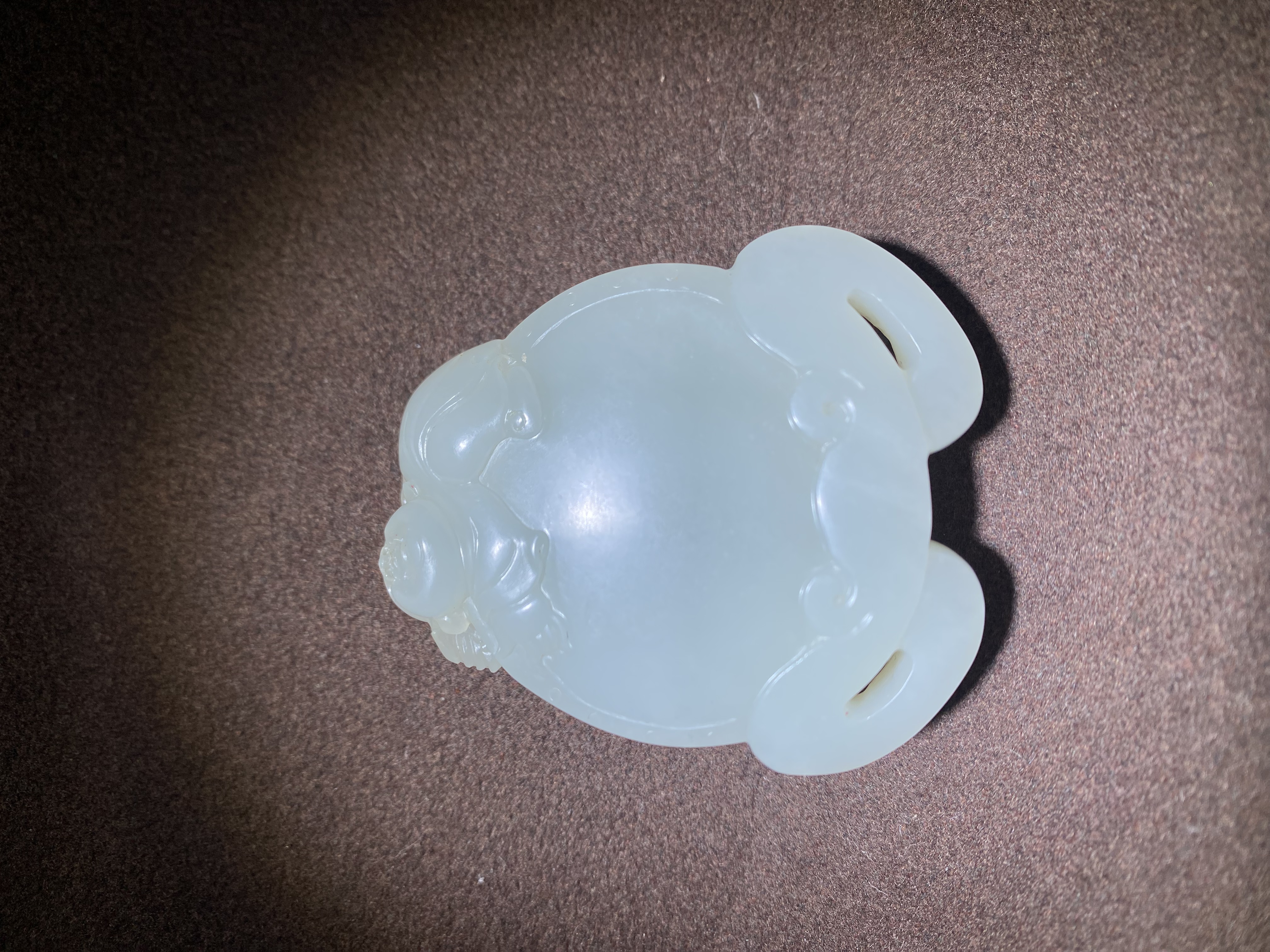 和田玉未镶嵌童子打鼓吊坠