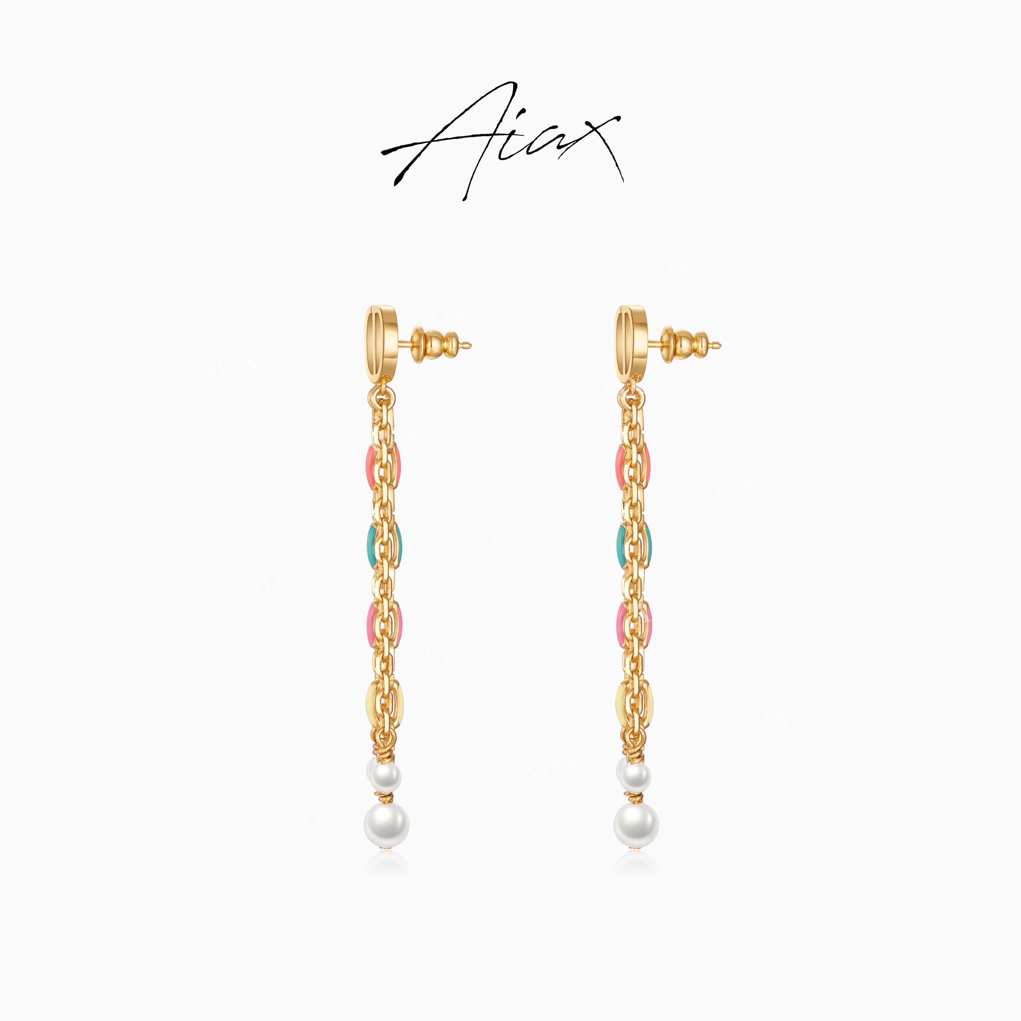 AIAX 镀K金  精致气质时尚优雅百搭长款流苏珠珠耳环TSL2413