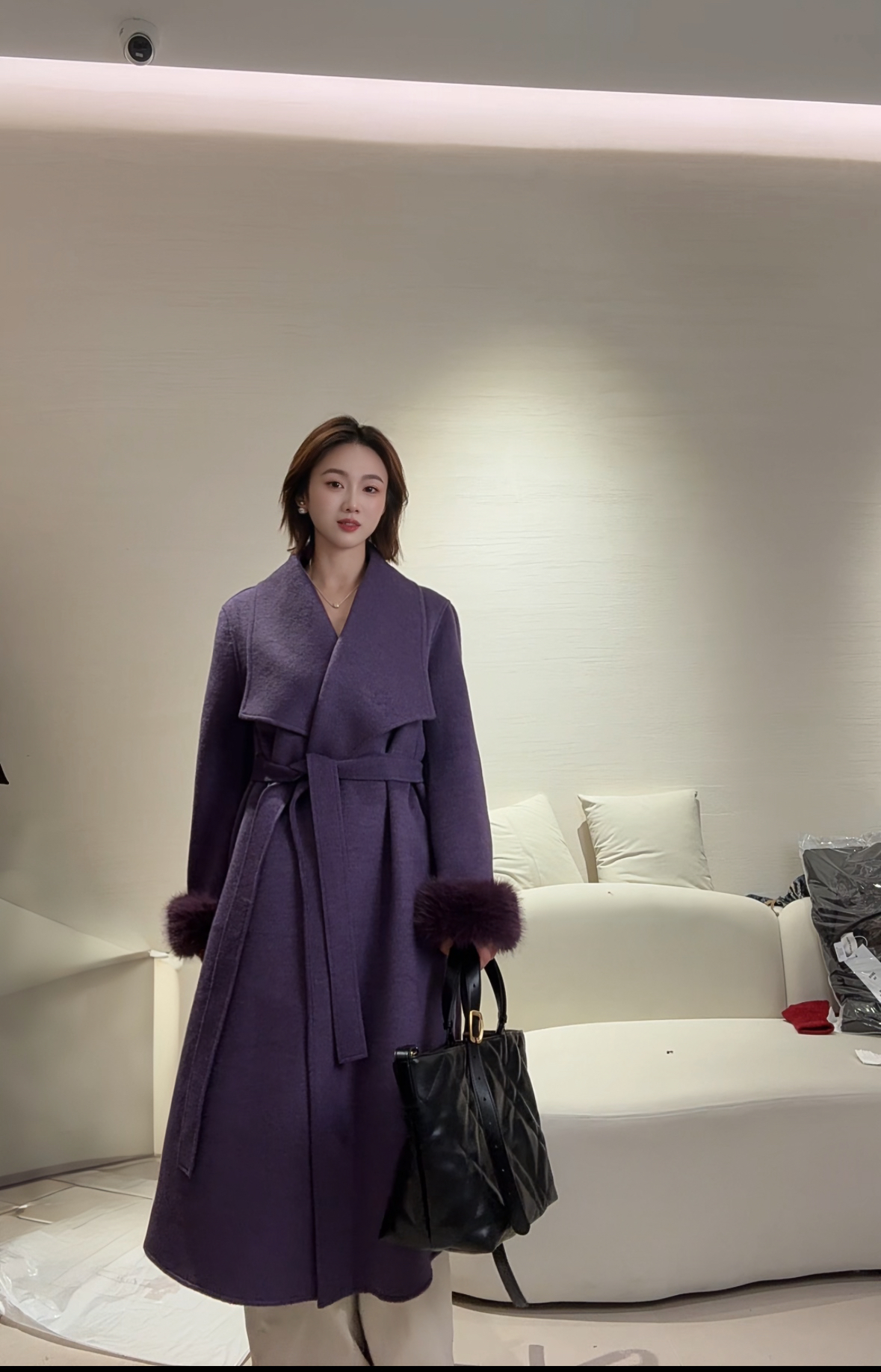 气质女呢大衣网红时尚毛呢外套女士中长款呢大衣(2589#)款秋冬