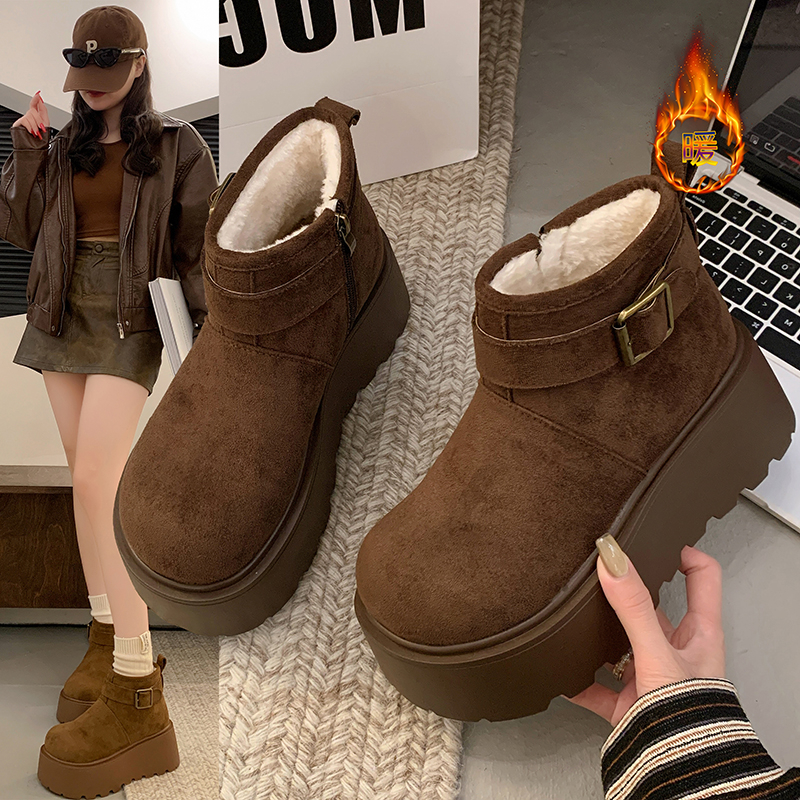 超火厚底雪地靴女款加绒勃肯鞋短靴2025新款冬季加厚保暖东北棉鞋