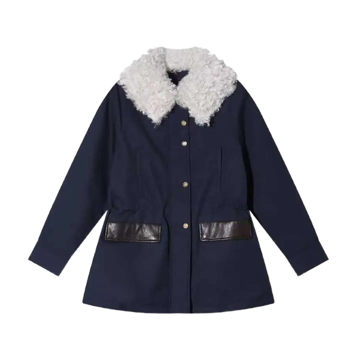 2025新款复古毛领可脱卸中长收腰派克90鹅绒羽绒服BG060