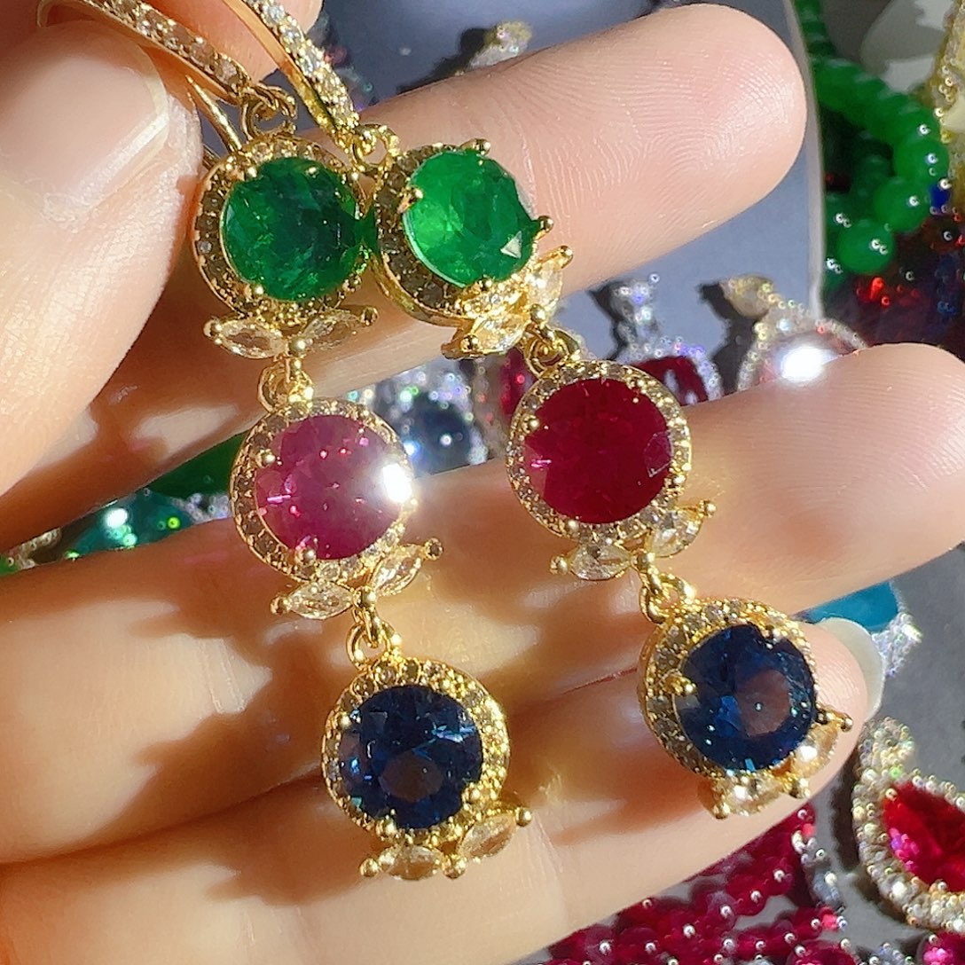 花岗石钨合金红色蓝色吊坠