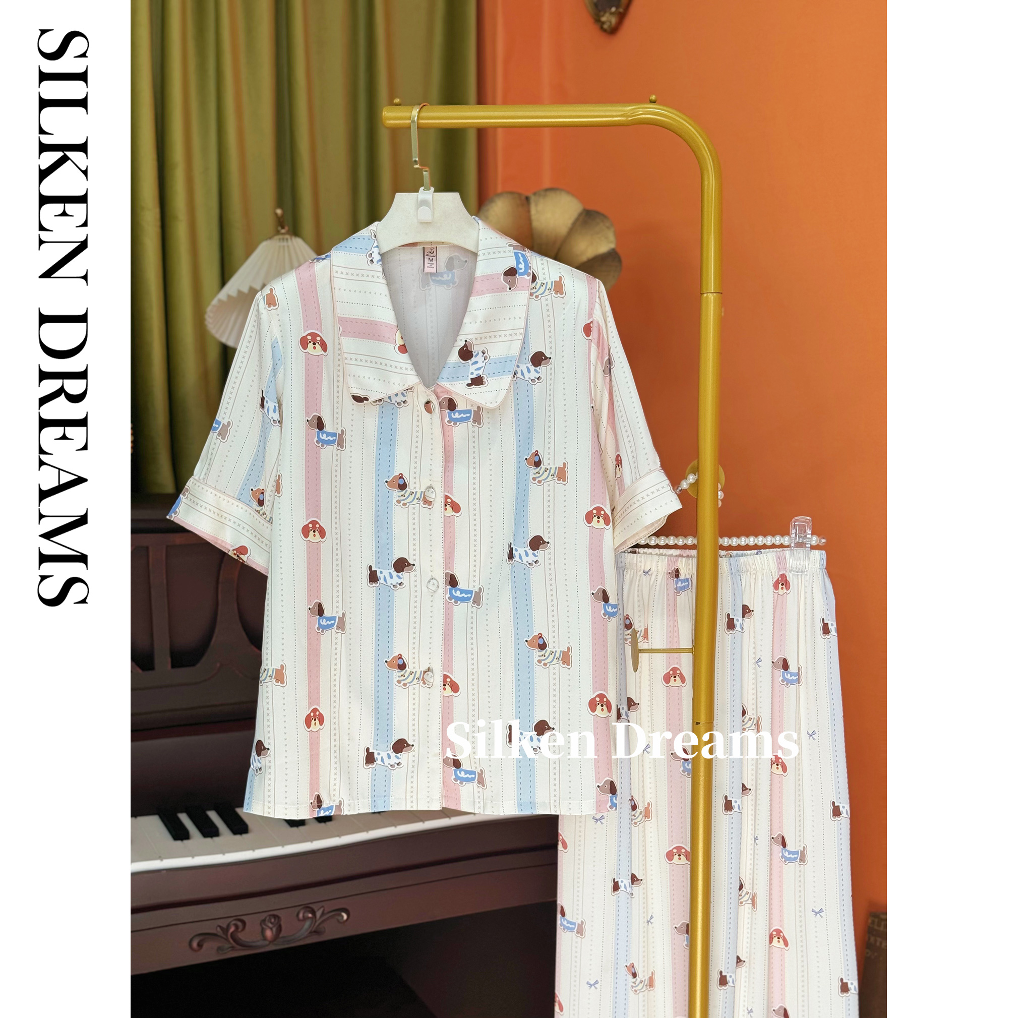 【甜宅日记｜线条小狗】夏季可爱时尚潮流外穿睡衣家居服套装7