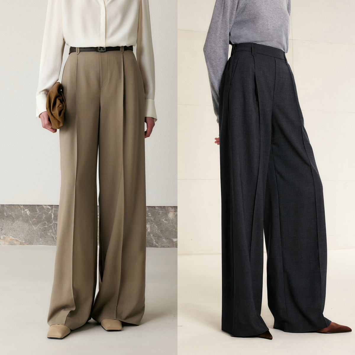 LYNEE【黑标系列】慵懒周末弹力橡筋长裤100羊毛 LGD2FAW014