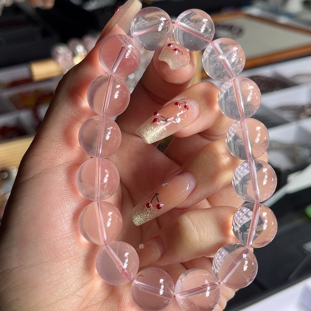 水晶手串未镶嵌13mm粉水晶