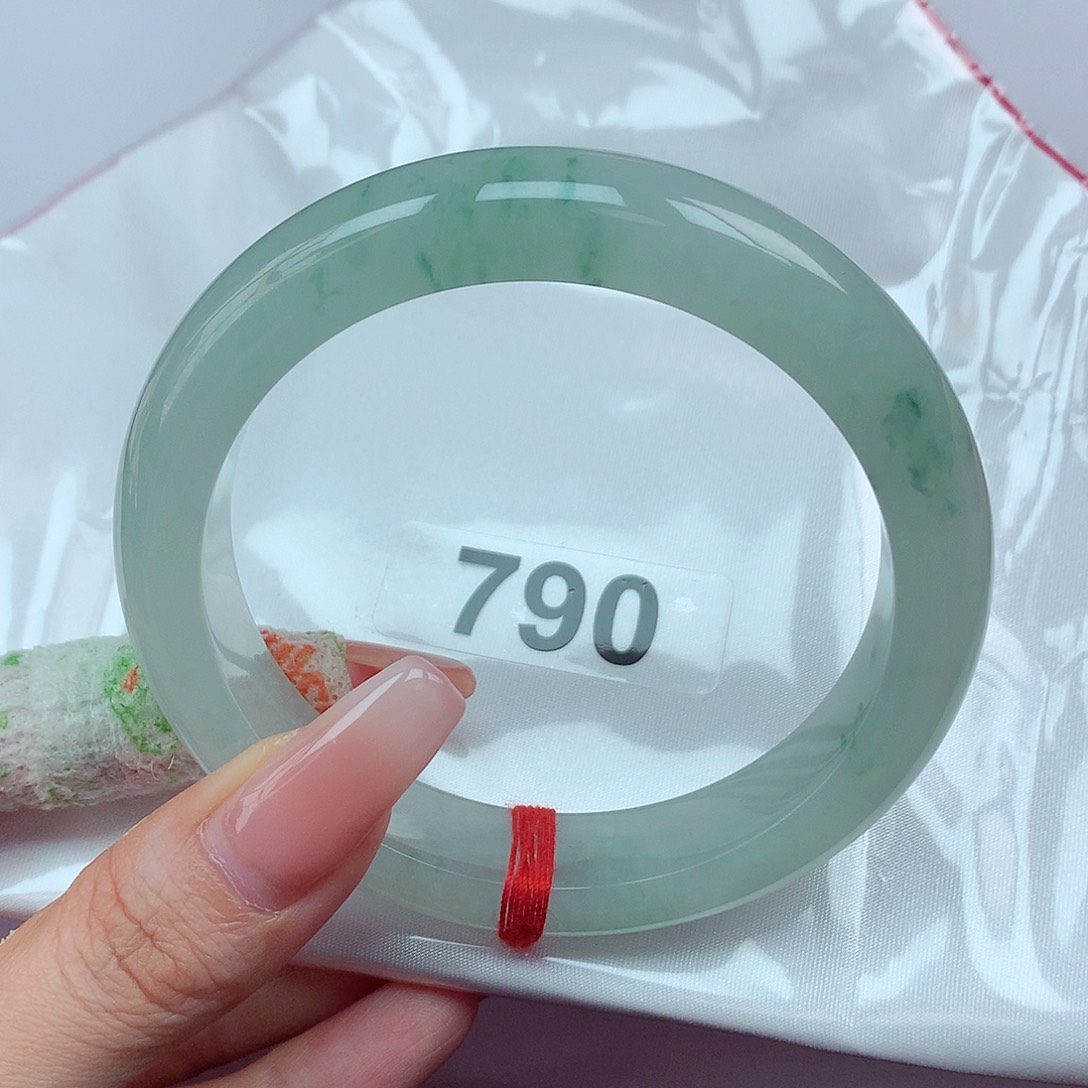 翡翠手镯未镶嵌L***y冰润细腻种老冰底绿花