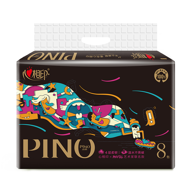 心相印品诺系列M码4层纸面巾80抽*8包/提