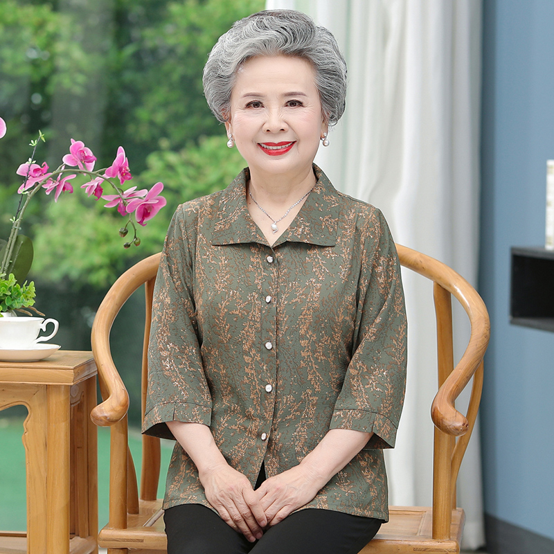 【501-550】老太太妈妈装上衣衬衣洋气中老年女装奶奶夏天衬衫