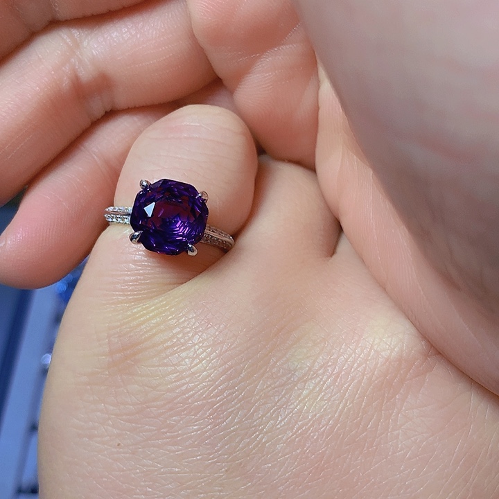 紫晶戒指银S925镶嵌小*仙
