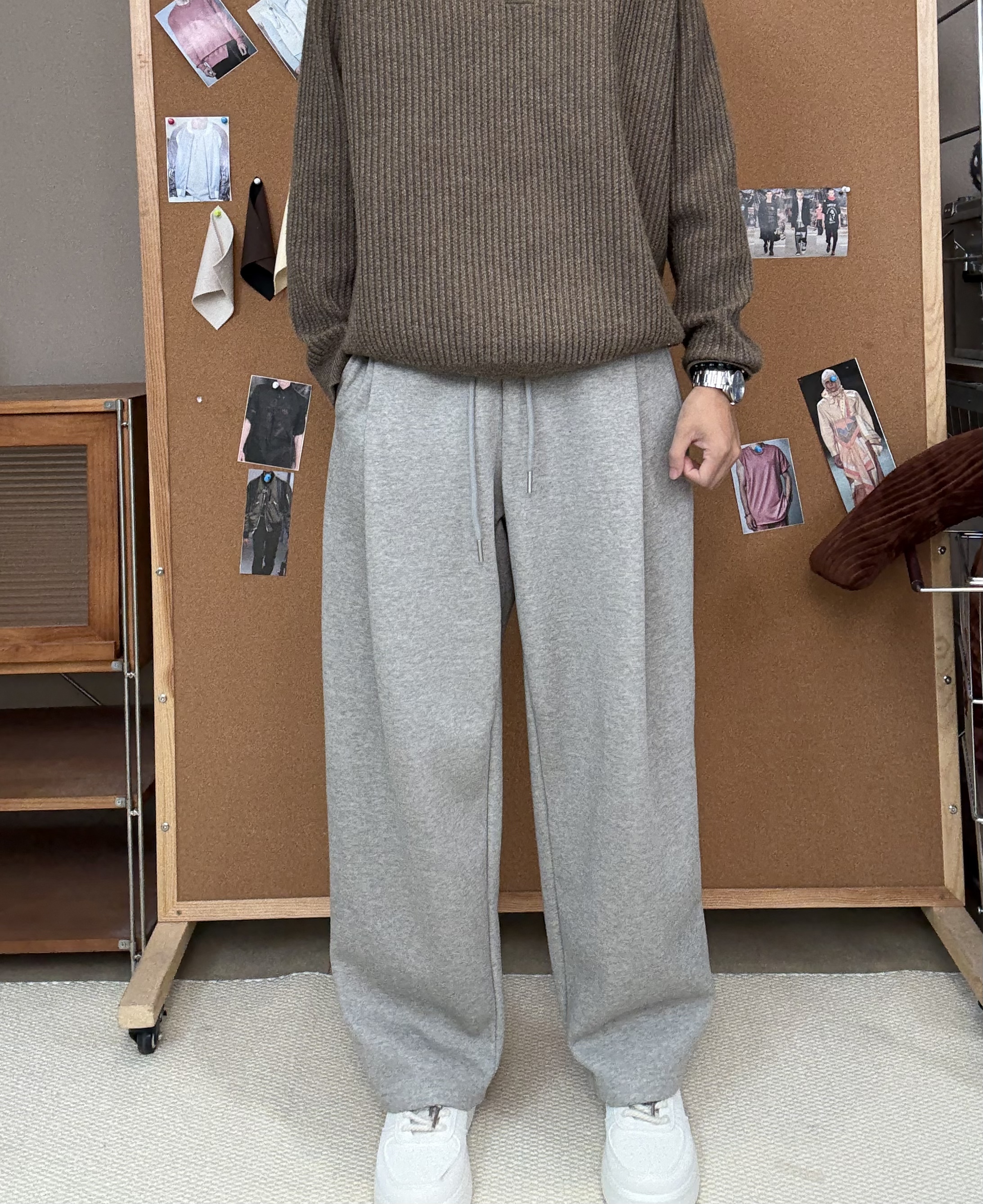 《大强小龙》秋冬季新款加厚加绒休闲百搭男女同款宽松阔腿裤长裤