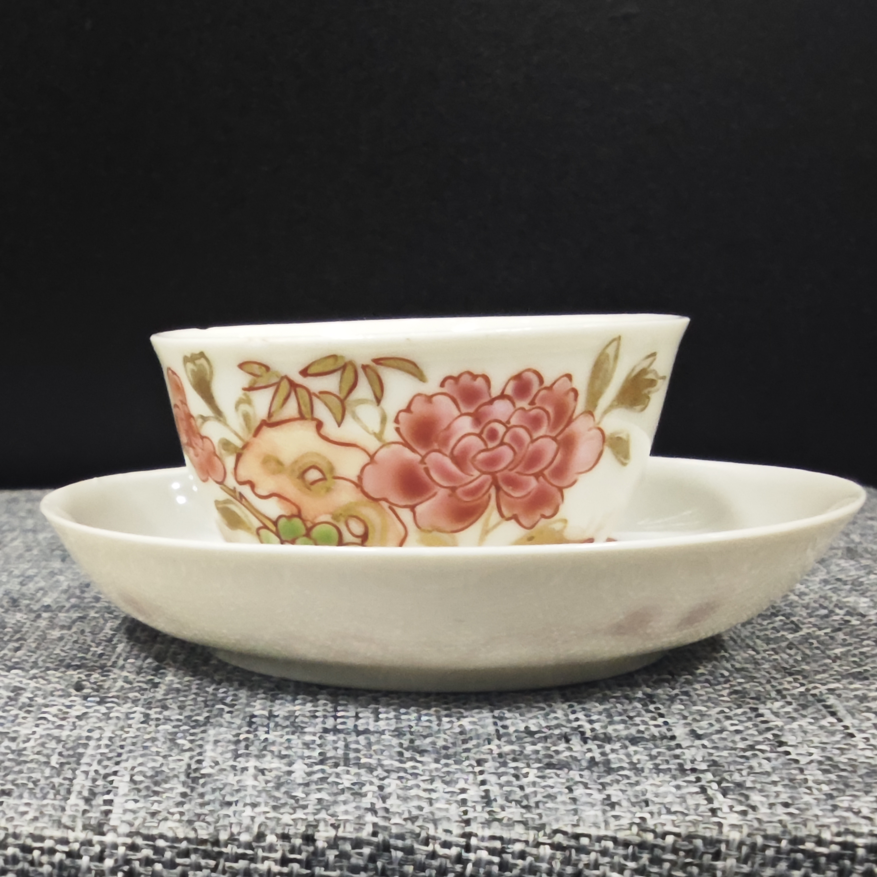 清 雍正 粉彩花卉杯套2古陶瓷W-1207