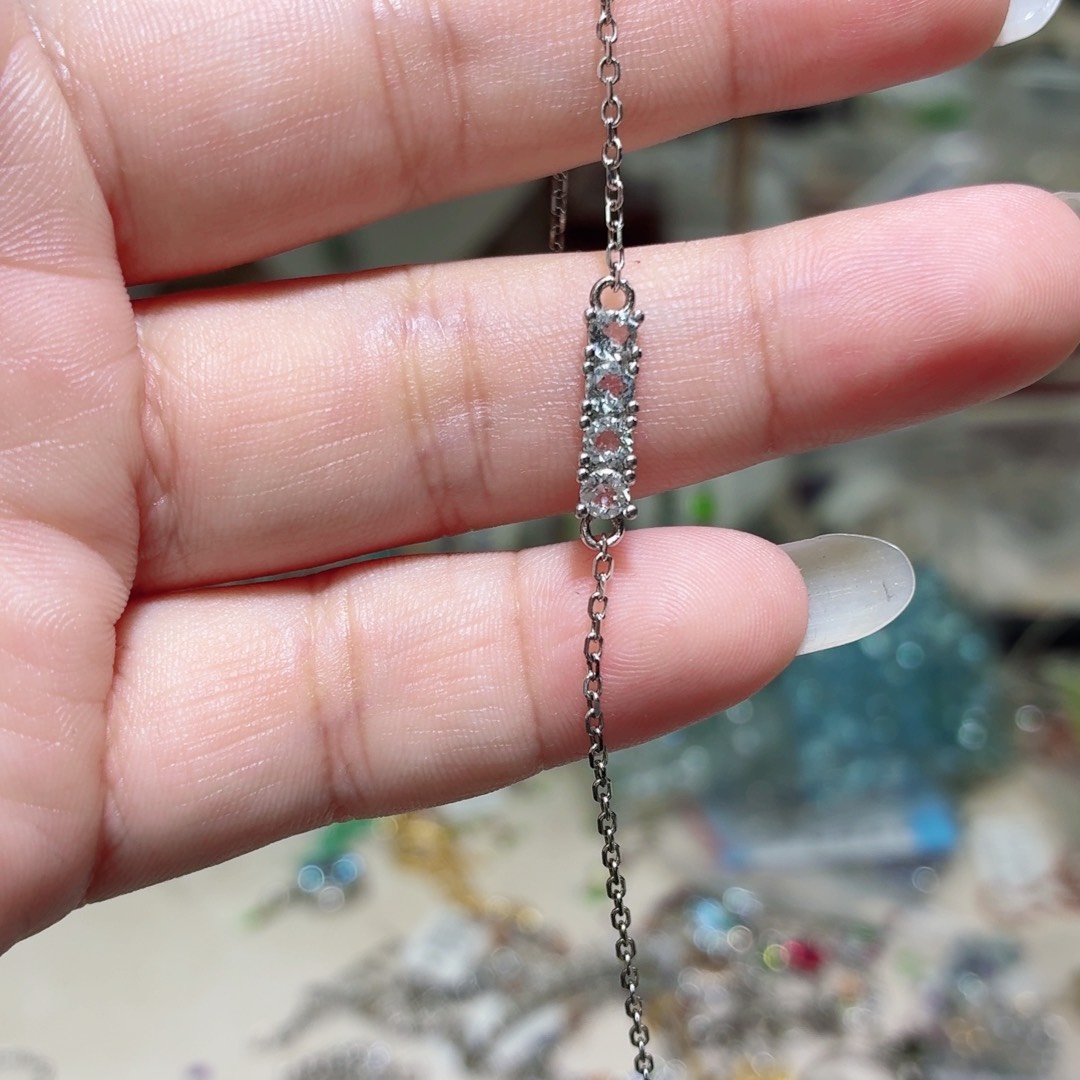 手链银S925镀金镶嵌海蓝宝石