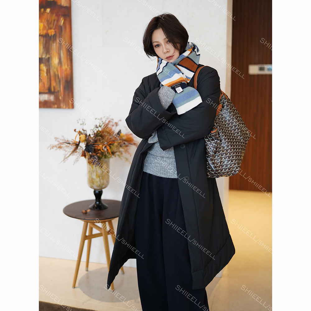 SHIIEELL2025新款出行洋气休闲轻盈软壳长款廓形棉衣外套女Z1218