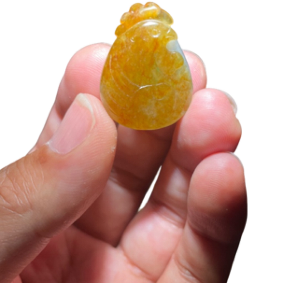 缅甸翡翠A货 黄翡 生肖鸡 特价