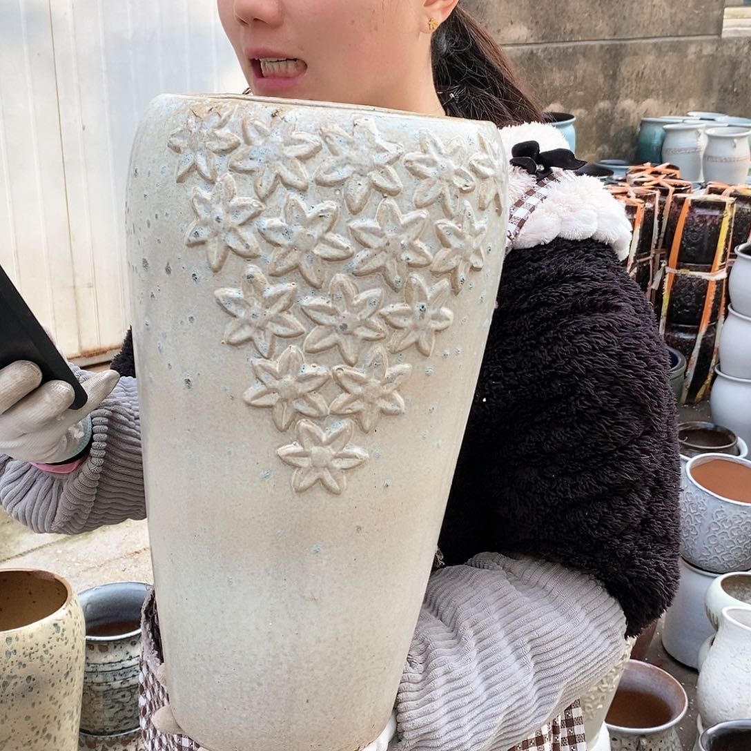 紫砂花盆大瑕疵口18高38