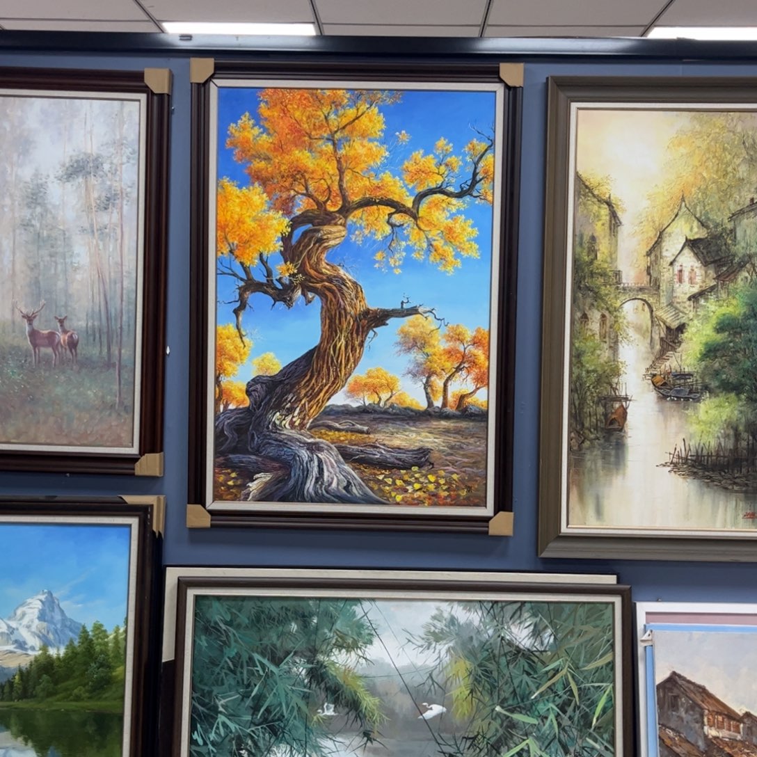 黑***马手工手绘精品油画80+120厘米实木框