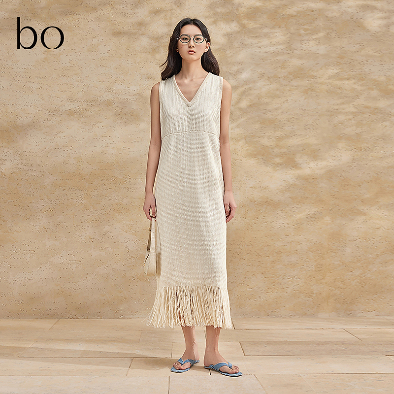 【达人专属】播BO飘逸流苏连衣裙BDR2LD2644