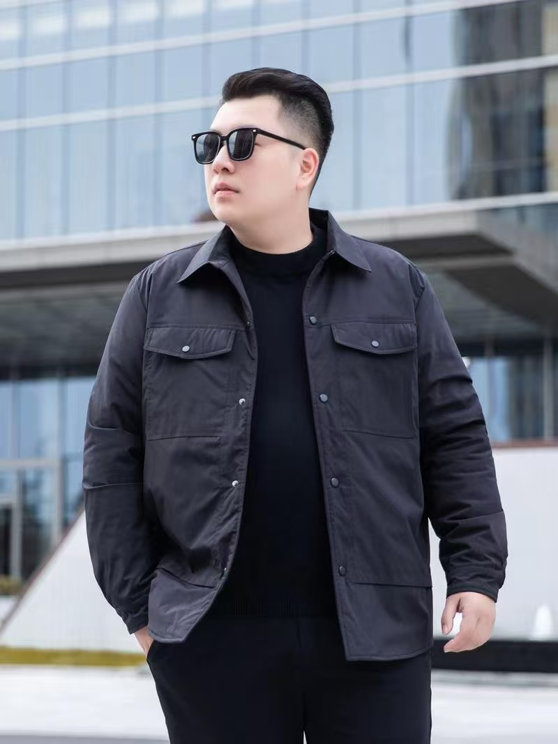 薄款翻领短款男装保暖多口袋纯色秋季男士森系