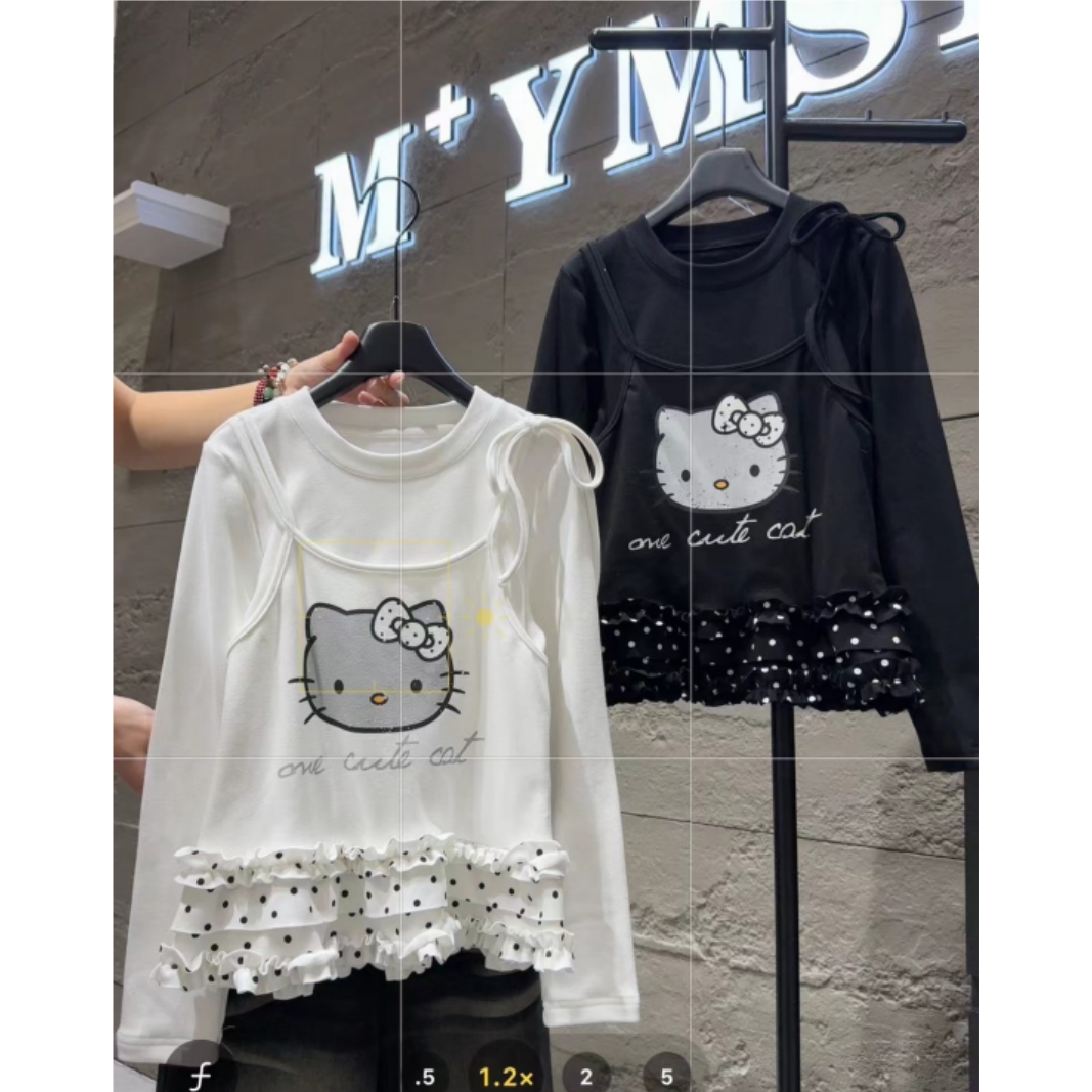 【磨毛！假2件】韩版女童装儿童中大童秋冬洋气花边拼接加厚T恤