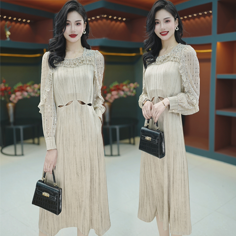 【春秋季高定连衣裙】B117图片色气质显瘦时尚百搭气质减龄连衣裙