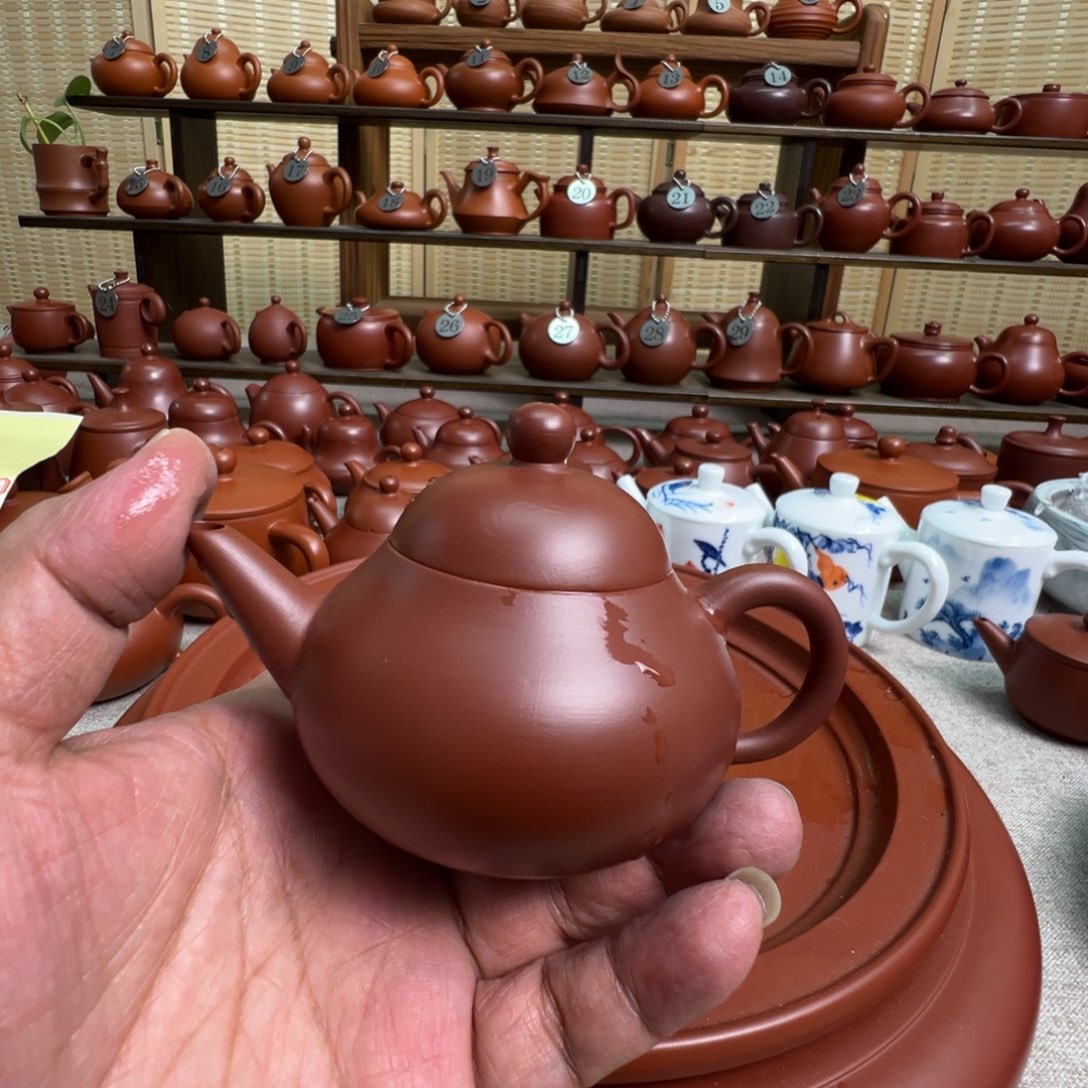 加***熊紫砂茶壶潮州手拉朱泥壶，微瑕不退换