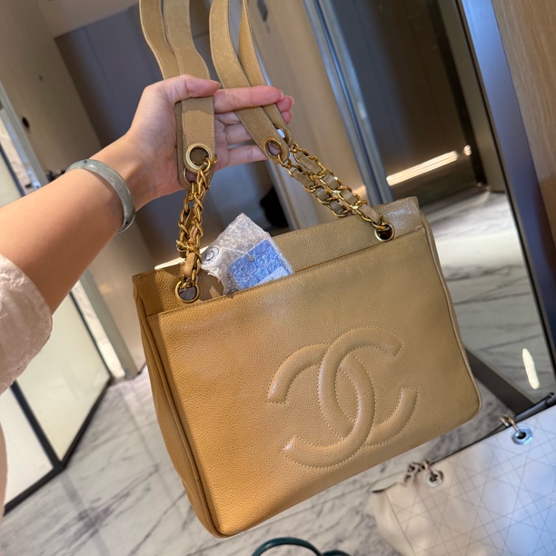 95新 Chanel/香奈儿 奶茶色3开尺寸托特包 【包展】