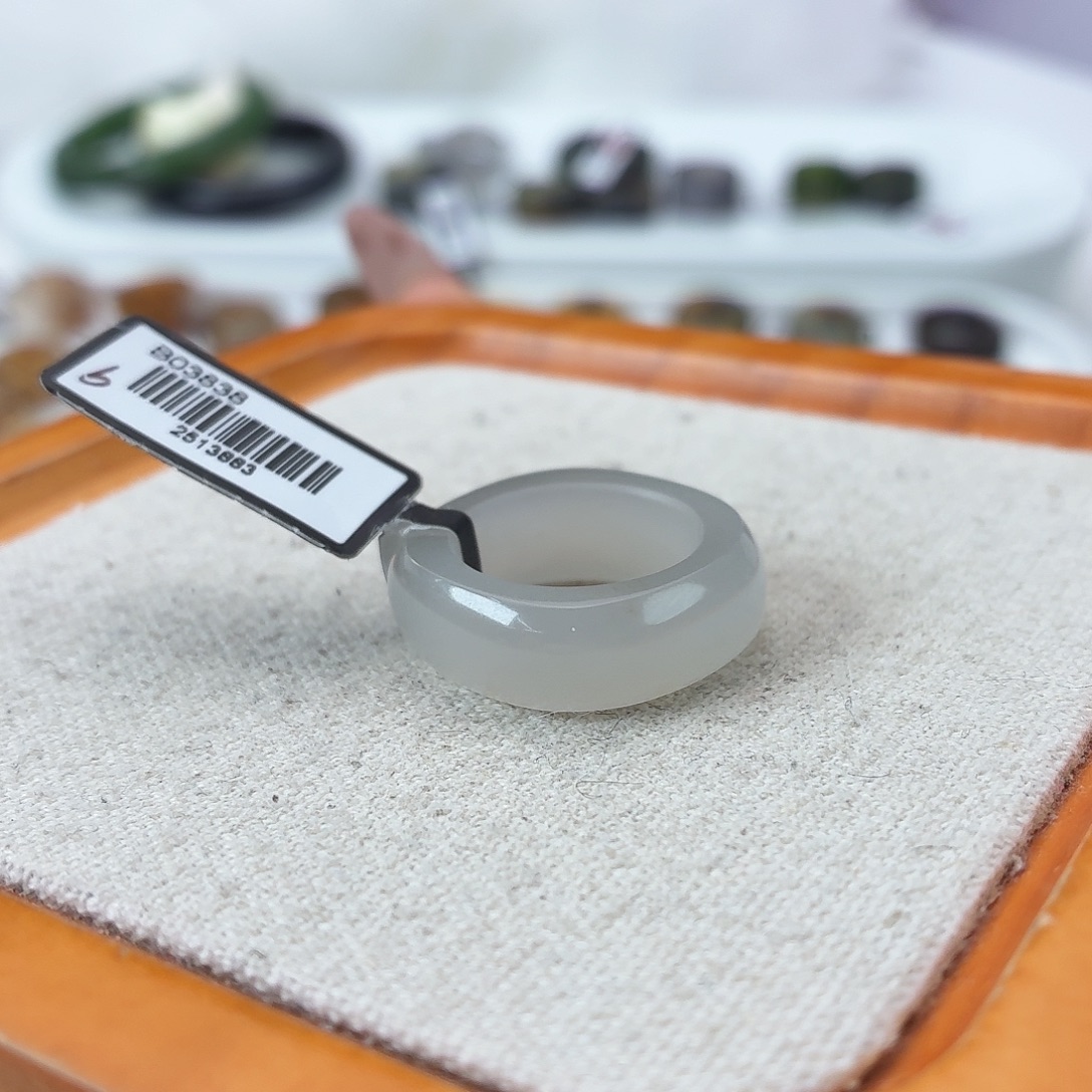 和田玉未镶嵌戒指c161冰透紫方圆16.3不退换