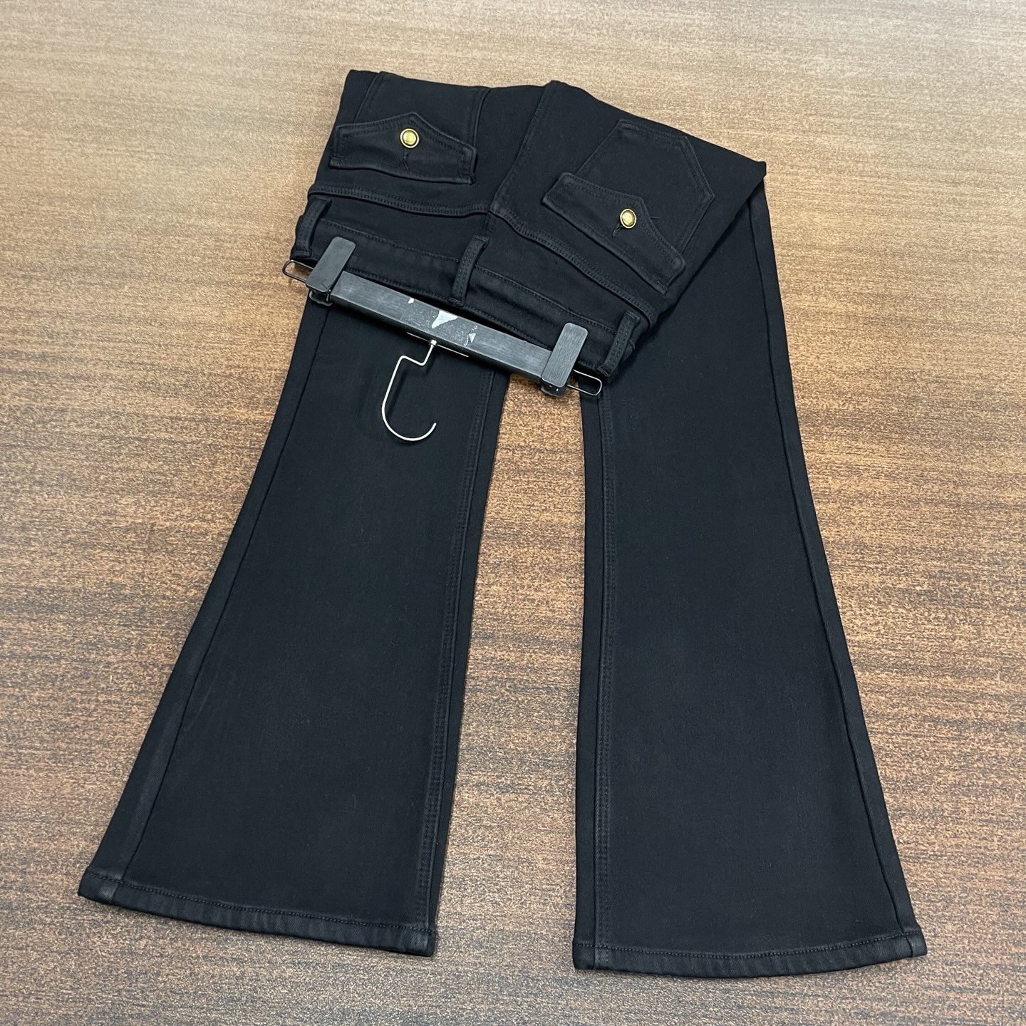 #H10-3851 加绒-厚绒 高货 黑色个性兜盖口袋女神裤 高弹（不换退）