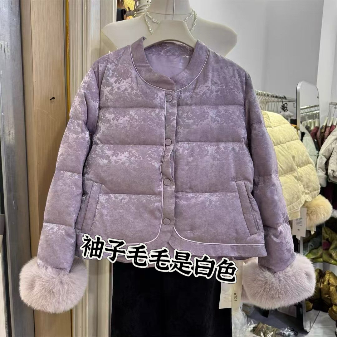 新疆包邮【319】圆领提花棉服外套-衣长53