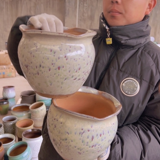 紫砂花盆高18口21—————