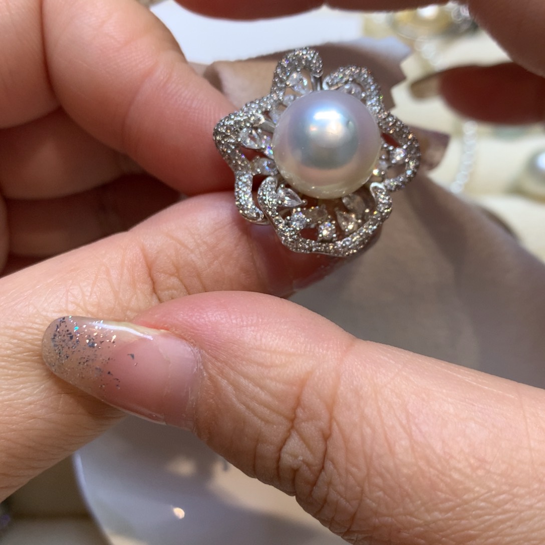 海水珍珠戒指银S925镶嵌