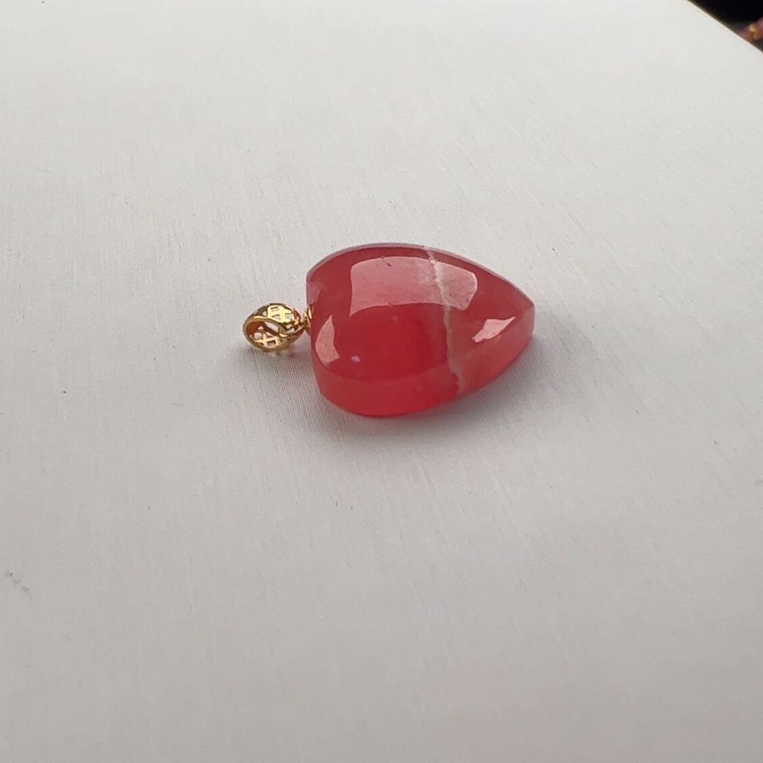 菱锰矿（红纹石）18K金镶嵌吊坠(赠链)橙*