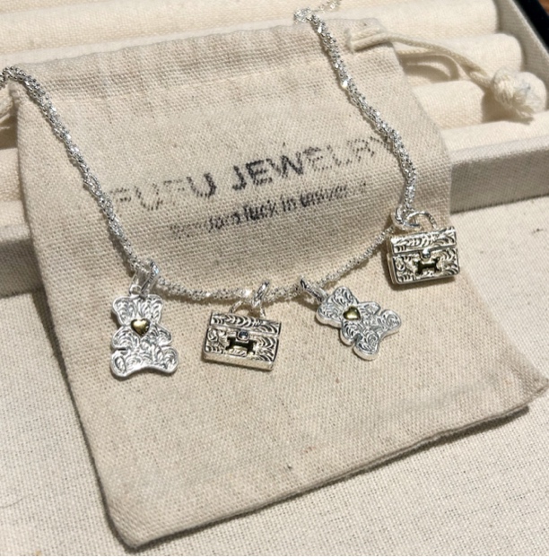 坠链均925银 手提包小熊纯银吊坠小众复古INS风个性百搭高级