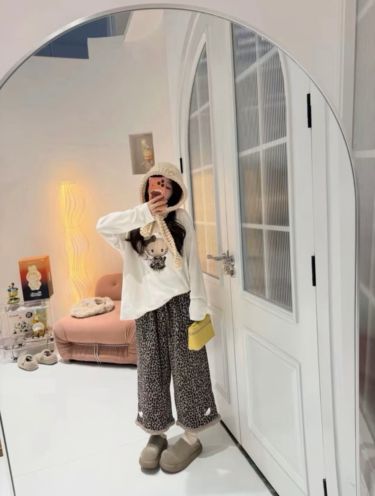 秋冬加绒休闲可爱百搭显瘦T恤慵懒风九分阔腿裤大码女装