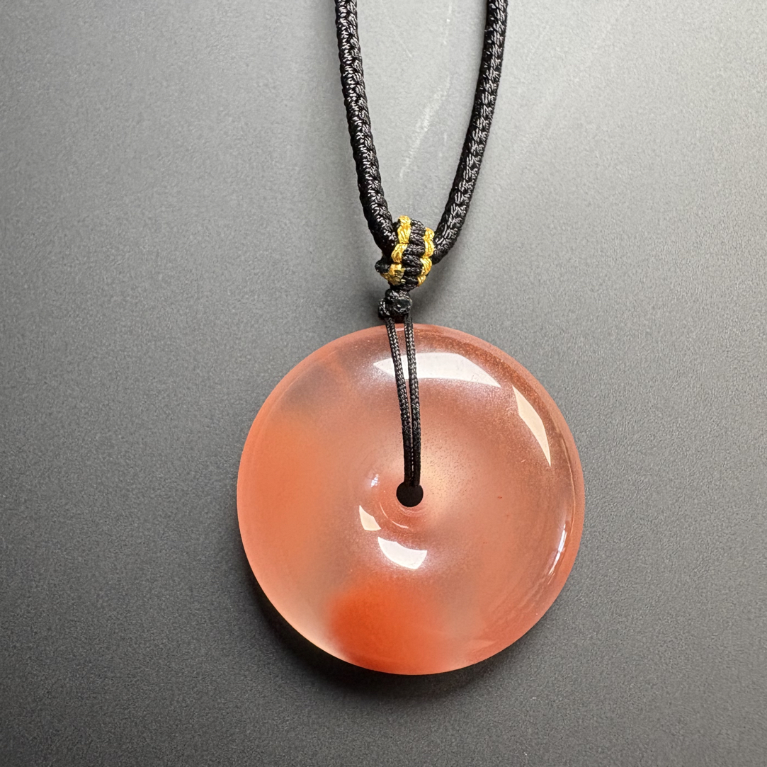 云南保山杨柳南红玛瑙平安扣22.8厚8.3