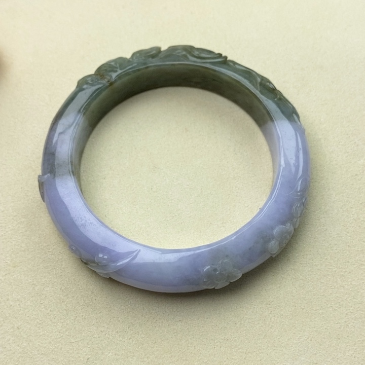 翡翠未镶嵌手镯55九尾狐