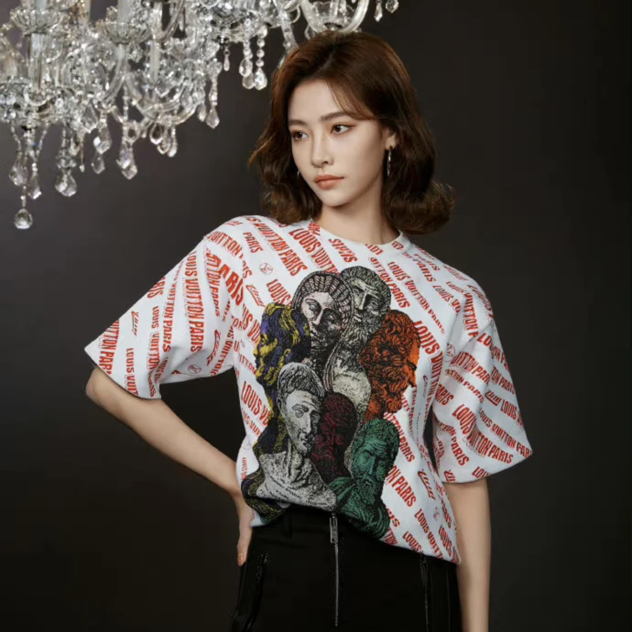 99新 LouisVuitton/路易威登 aa187/图案logo短袖T恤 棉 s码