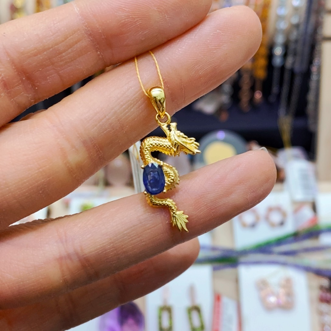 蓝宝石吊坠(赠链)银S925镶嵌