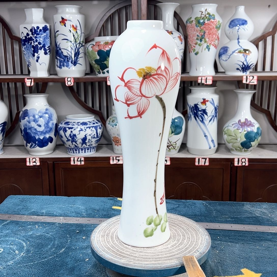 摆件景德镇陶瓷美荷花