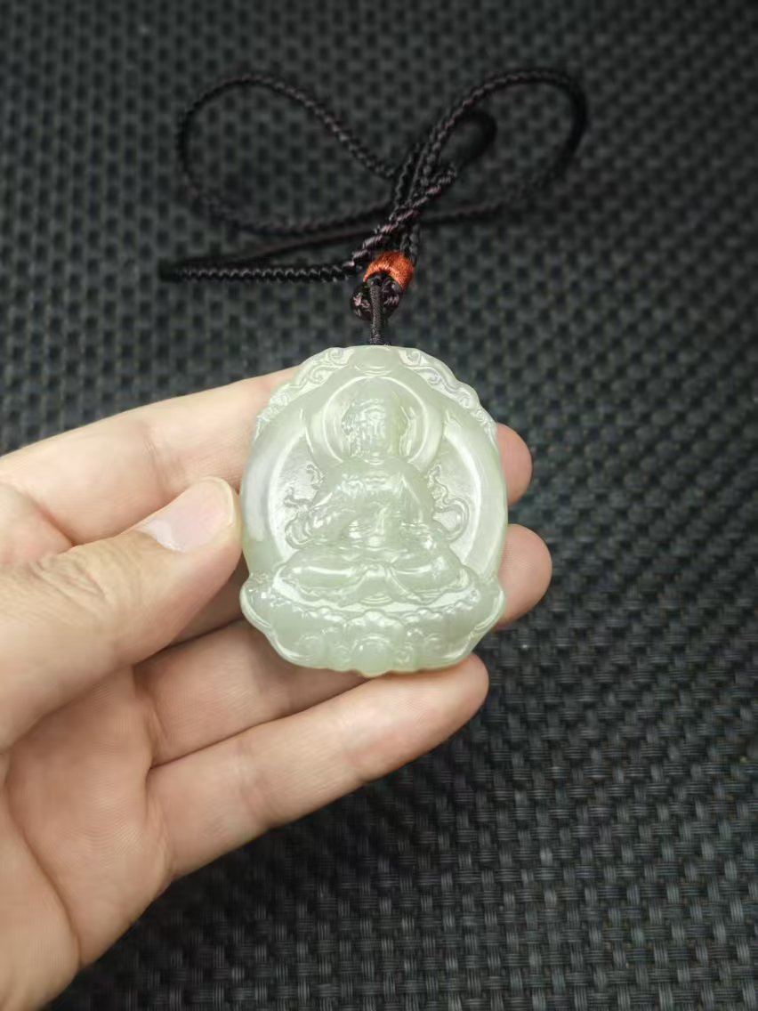 天然和田玉老料精雕观音吊坠油润细糯1.24清货2