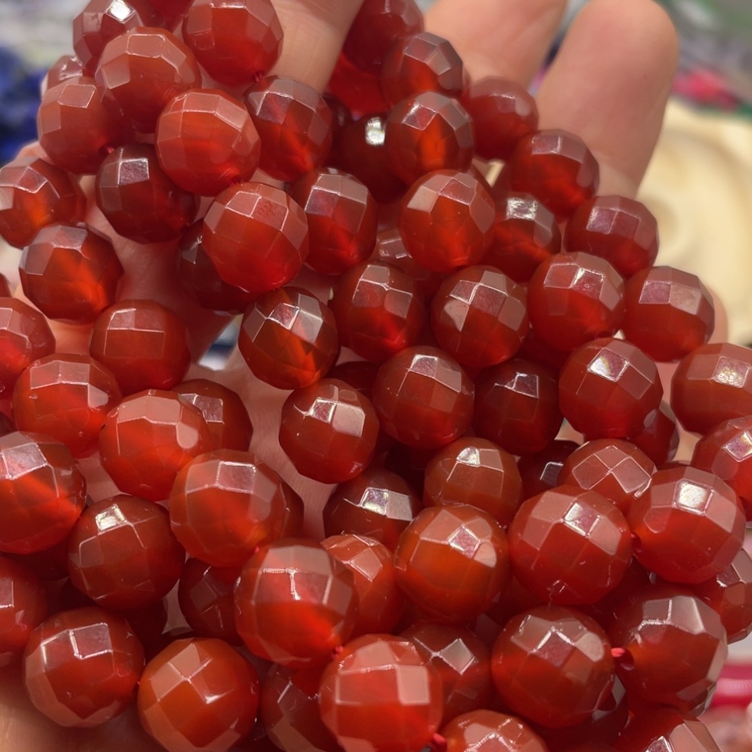 玛瑙/玉髓珠宝半成品未镶嵌红玛瑙切面10m一条