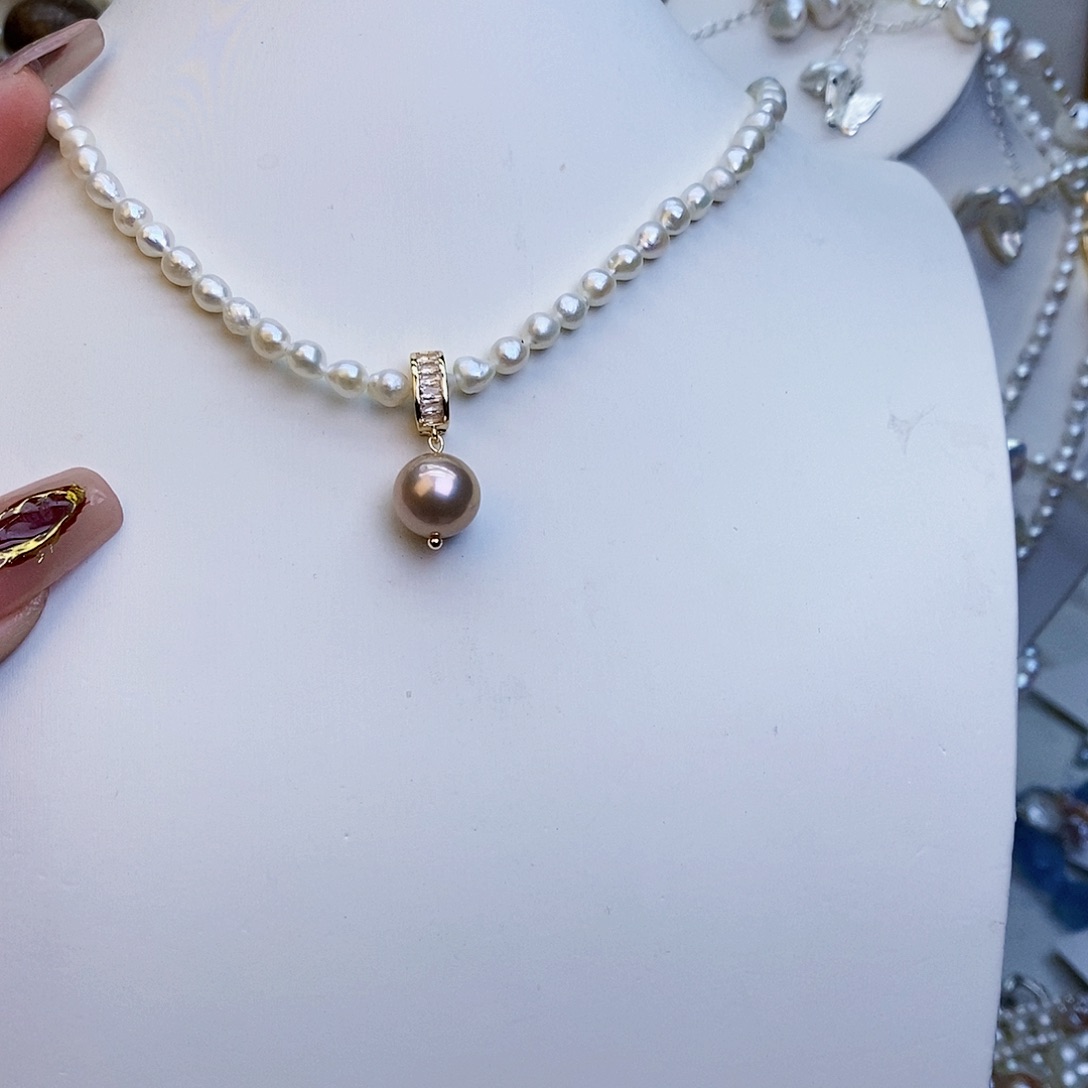 淡水珍珠颈饰银S925镶嵌