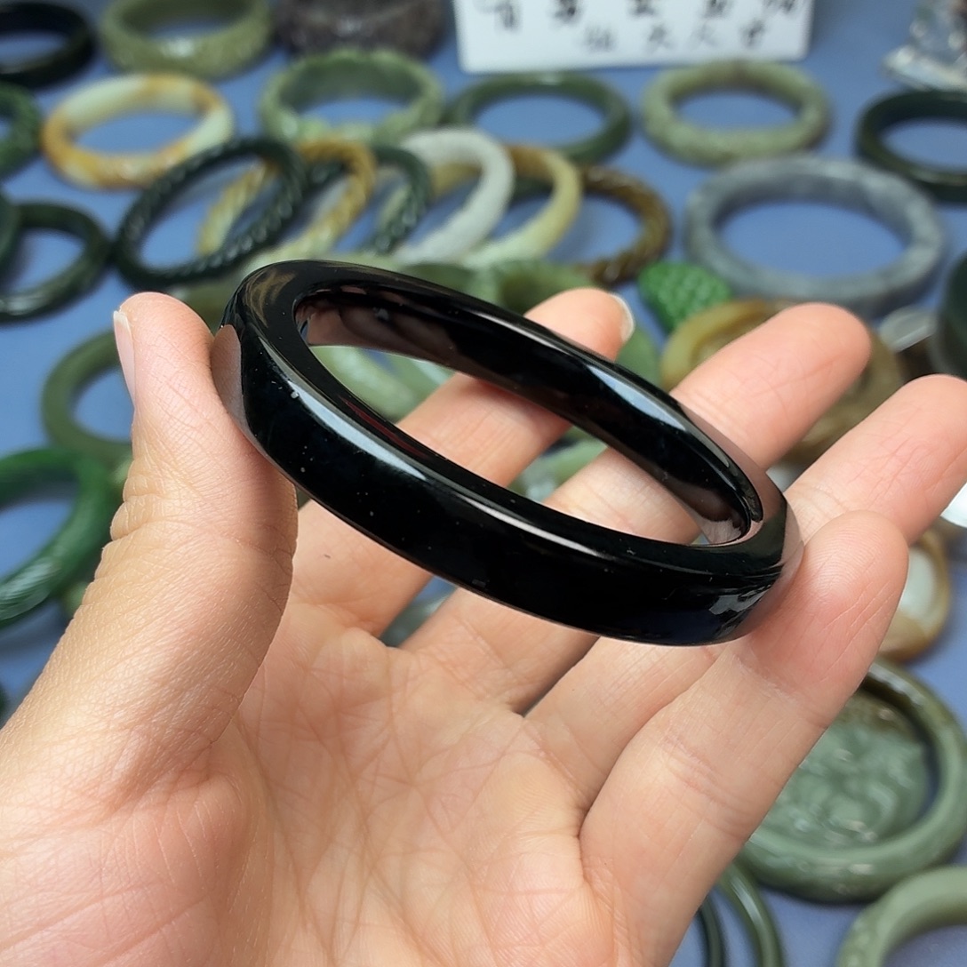 上***水和田玉（青玉）未镶嵌手镯58.8mm小星星镯